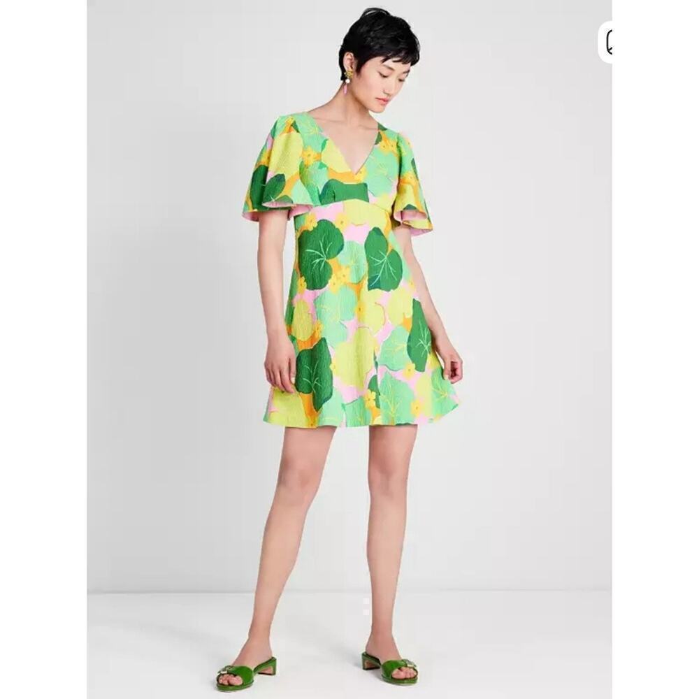 B39 Kate Spade Cucumber Floral Dress 8 Taylor‎ Swift Folklore Cottagecore Y2K